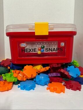 Kids Building Tiles - 8 Bright Multicolor with Red Storage Tub 96 Pieces